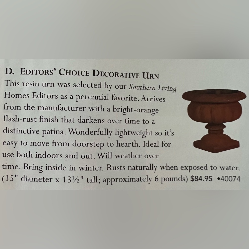 Southern Living at HOME Retired EDITORS' CHOICE DECORATIVE URN #40074 - Picture 3 of 4